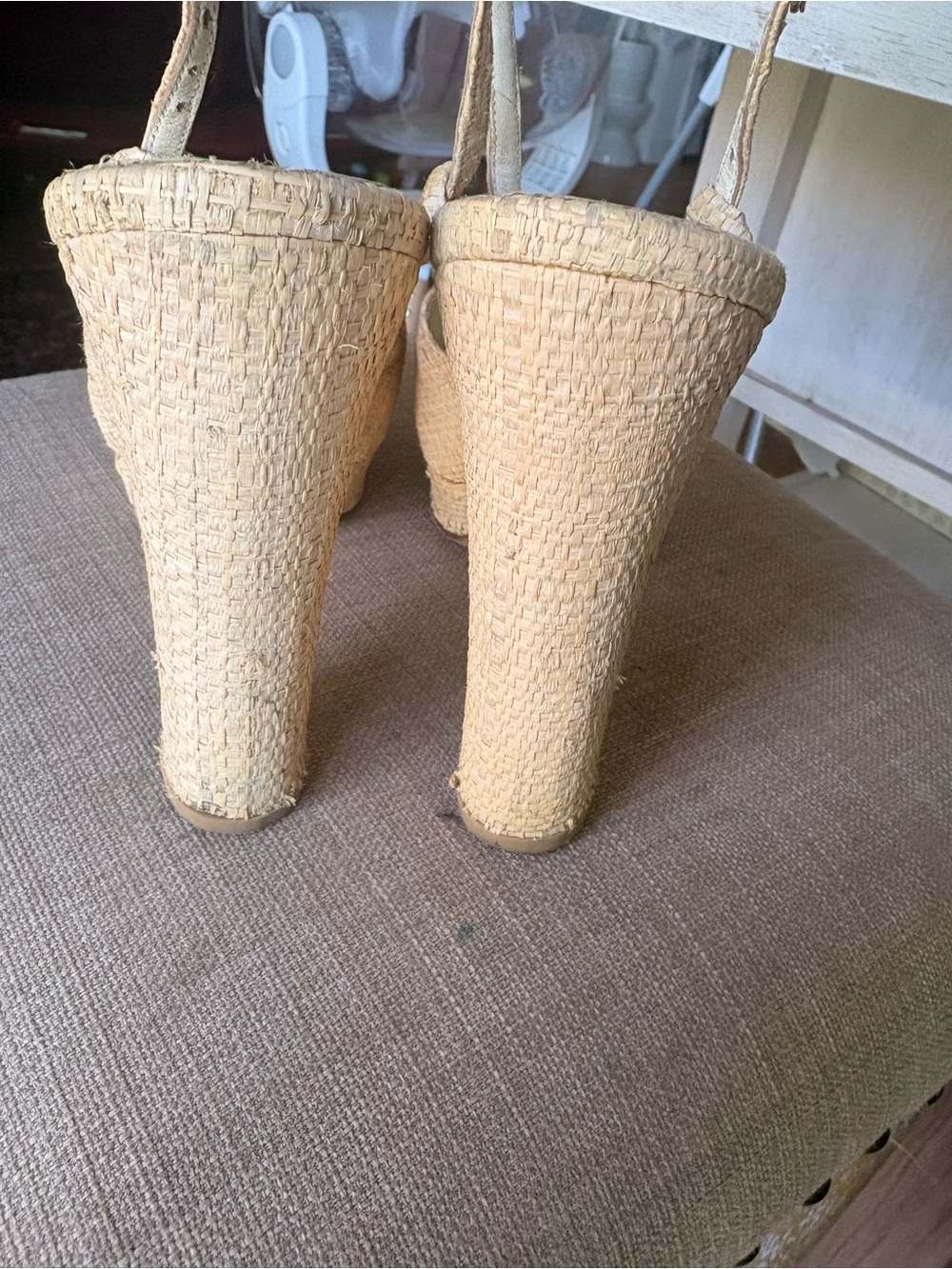 CHANEL size 38 straw sandals. OLIVE AND TAN color - Picture 4 of 8